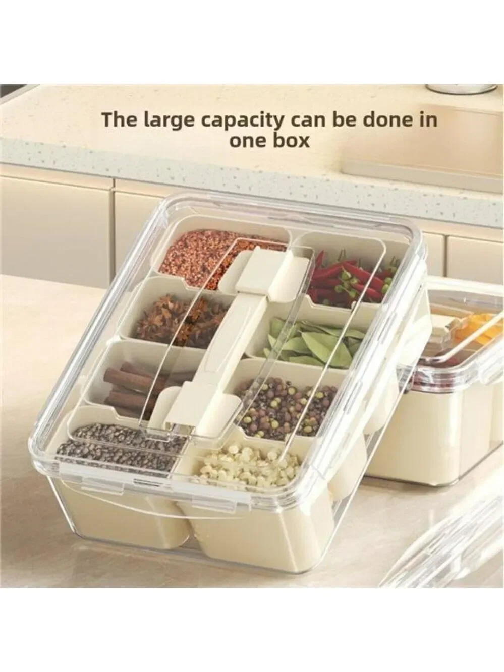 Kitchen storage container with 8 partition boxes airtight seasoning snack fruit